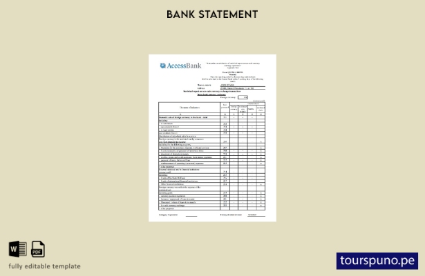 listo para imprimir Plantilla de Excel de extracto bancario de Azerbaiyán Access